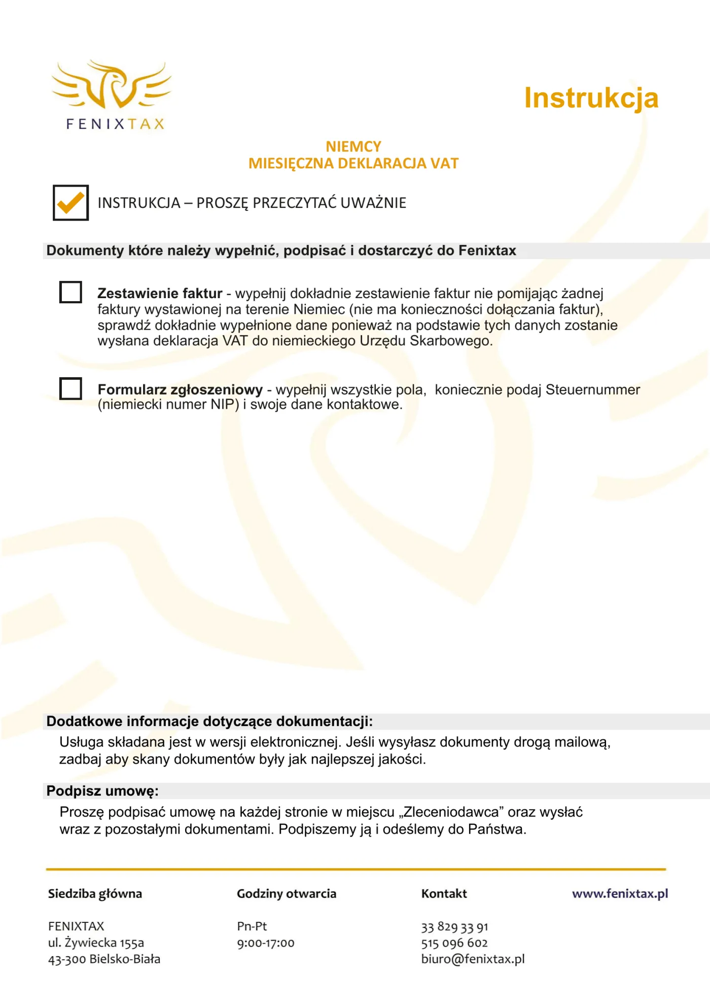 Pierwsza strona: Dokumenty do deklaracji VAT w Niemczech